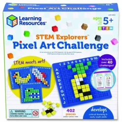Learning Resources STEM Explorers Pixel Art Challenge, Grades K to 2, 402 Pieces