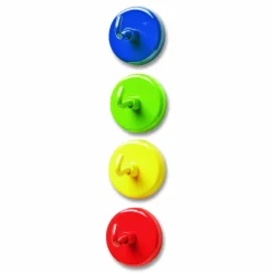 Learning Resources Super Strong Magnetic Hooks Set - for Pocket Chart, Flip Book, Hall Pass, Decoration - Metal - Red, Blue, Green, Yellow - 4 / Pack