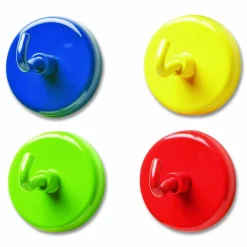 Learning Resources Super Strong Magnetic Hooks Set - for Pocket Chart, Flip Book, Hall Pass, Decoration - Metal - Red, Blue, Green, Yellow - 4 / Pack