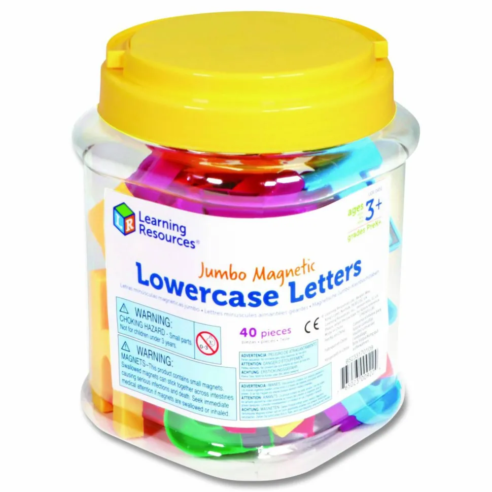 Learning Resources Jumbo Lowercase Magnetic Letters, 1.5" Tall, Assorted Color Characters, 40 Pieces