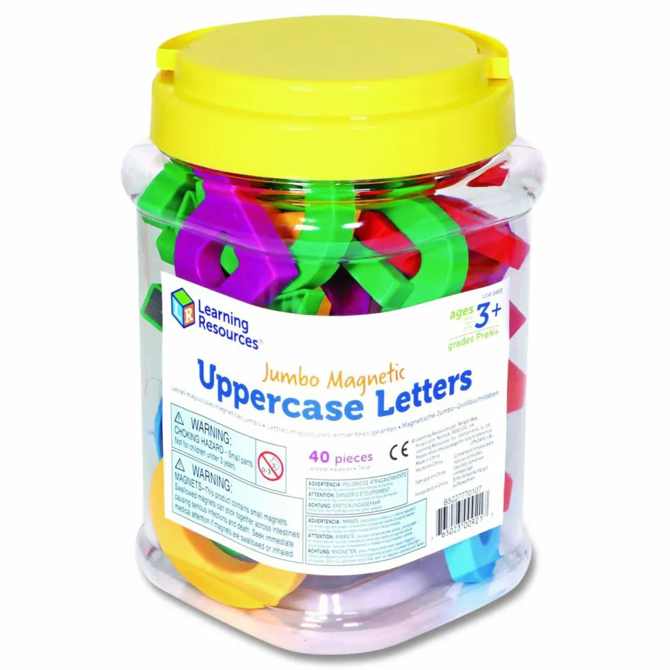Learning Resources Jumbo Uppercase Magnetic Letters, 2.5" Tall, Assorted Colors, 40 Pieces
