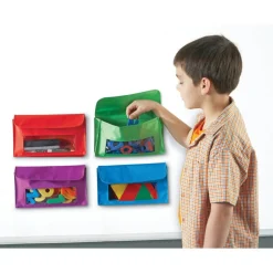 Learning Resources Magnetic Storage Pockets, 9 1/2" x 5 1/2", Assorted Colors, Pack Of 4