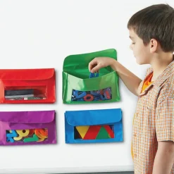 Learning Resources Magnetic Storage Pockets, 9 1/2" x 5 1/2", Assorted Colors, Pack Of 4