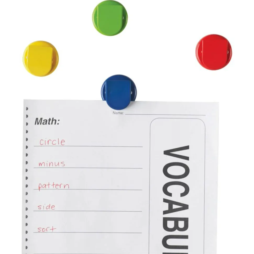 Learning Resources Super Strong Magnetic Clips Set - 1.5" Diameter - 50 Sheet Capacity - for Whiteboard, Folder - Assorted - 4 / Pack