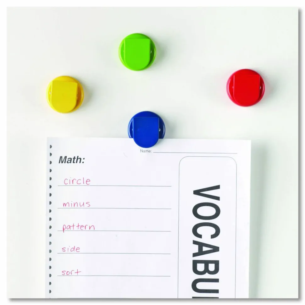 Learning Resources Super Strong Magnetic Clips Set - 1.5" Diameter - 50 Sheet Capacity - for Whiteboard, Folder - Assorted - 4 / Pack