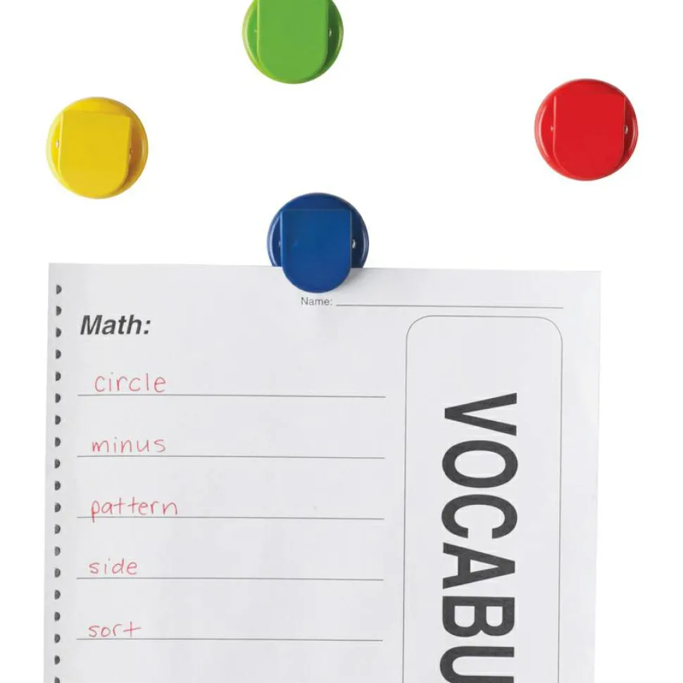 Learning Resources Super Strong Magnetic Clips Set - 1.5" Diameter - 50 Sheet Capacity - for Whiteboard, Folder - Assorted - 4 / Pack