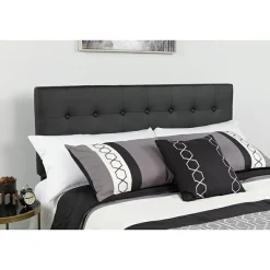 Lennox Tufted Upholstered King Size Headboard in Black Vinyl