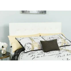 Lennox Tufted Upholstered Queen Size Headboard in White Vinyl