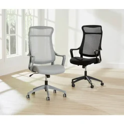 Lenzer Mesh High-Back Task Office Chair, Black, BIFMA Compliant