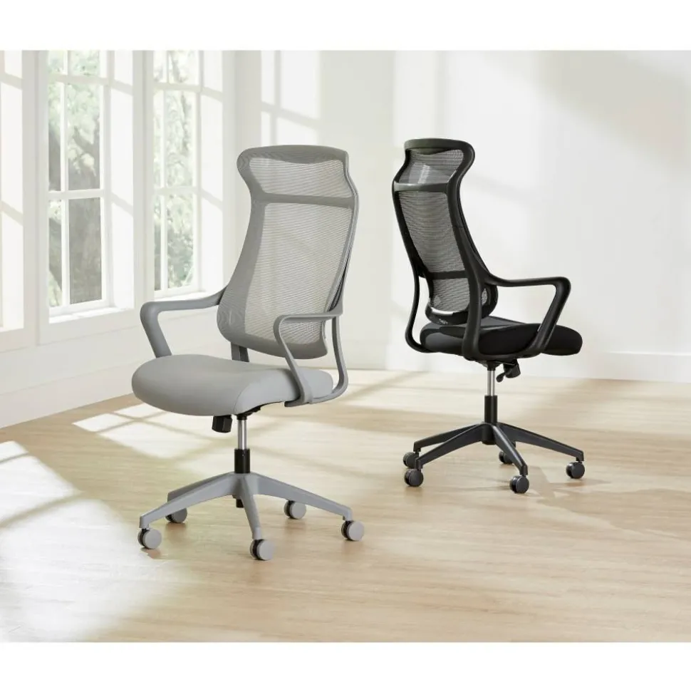 Lenzer Mesh High-Back Task Office Chair, Black, BIFMA Compliant