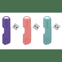 Lexar JumpDrive TwistTurn2 USB 2.0 Flash Drive, 32GB, Assorted Colors, LJDTT2-32GABOD20