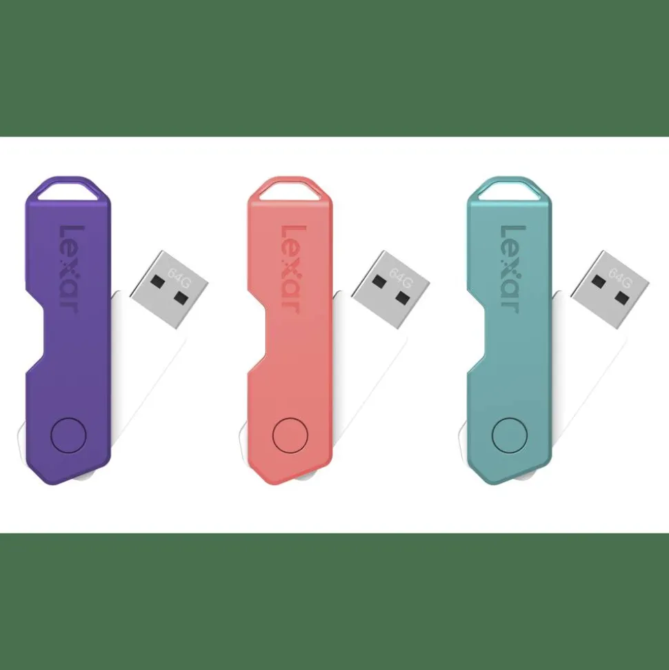 Lexar JumpDrive TwistTurn2 USB 2.0 Flash Drive, 64GB, Assorted Colors, LJDTT2-64GABOD20