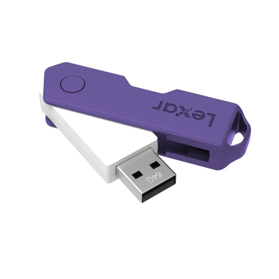 Lexar JumpDrive TwistTurn2 USB 2.0 Flash Drive, 64GB, Assorted Colors, LJDTT2-64GABOD20