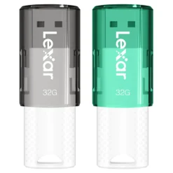 Lexar JumpDrive S60 USB 2.0 Flash Drives, 32GB, Black/Teal, Pack Of 2 Flash Drives, LJDS60-32GB2NNU