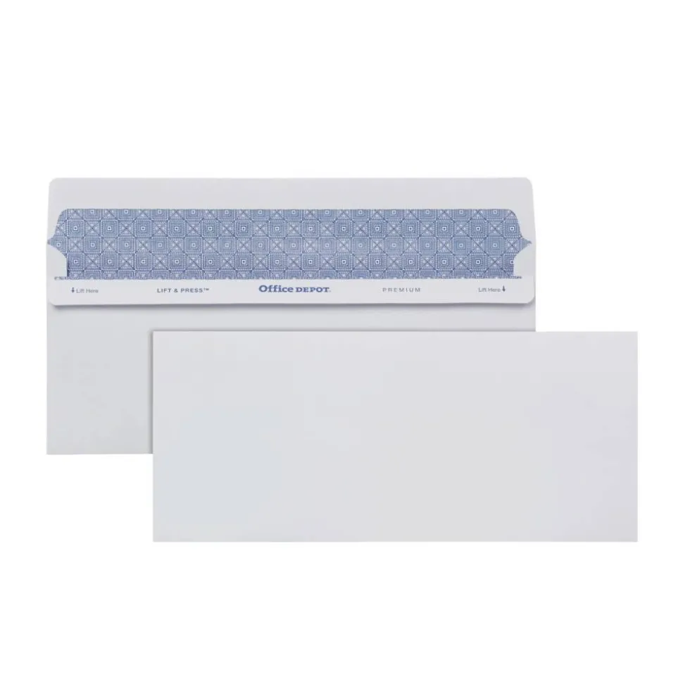 #10 Lift & Press Premium Security Envelopes, Self Seal, 100% Recycled, White, Box Of 100