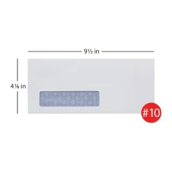 #10 Lift & Press Premium Security Envelopes, Left Window, Self Seal, 100% Recycled, White, Box Of 250