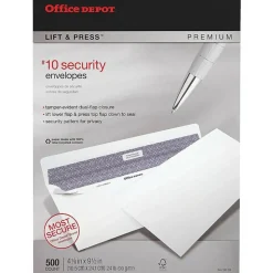 #10 Lift & Press Premium Security Envelopes, Self Seal, 100% Recycled, White, Box Of 500
