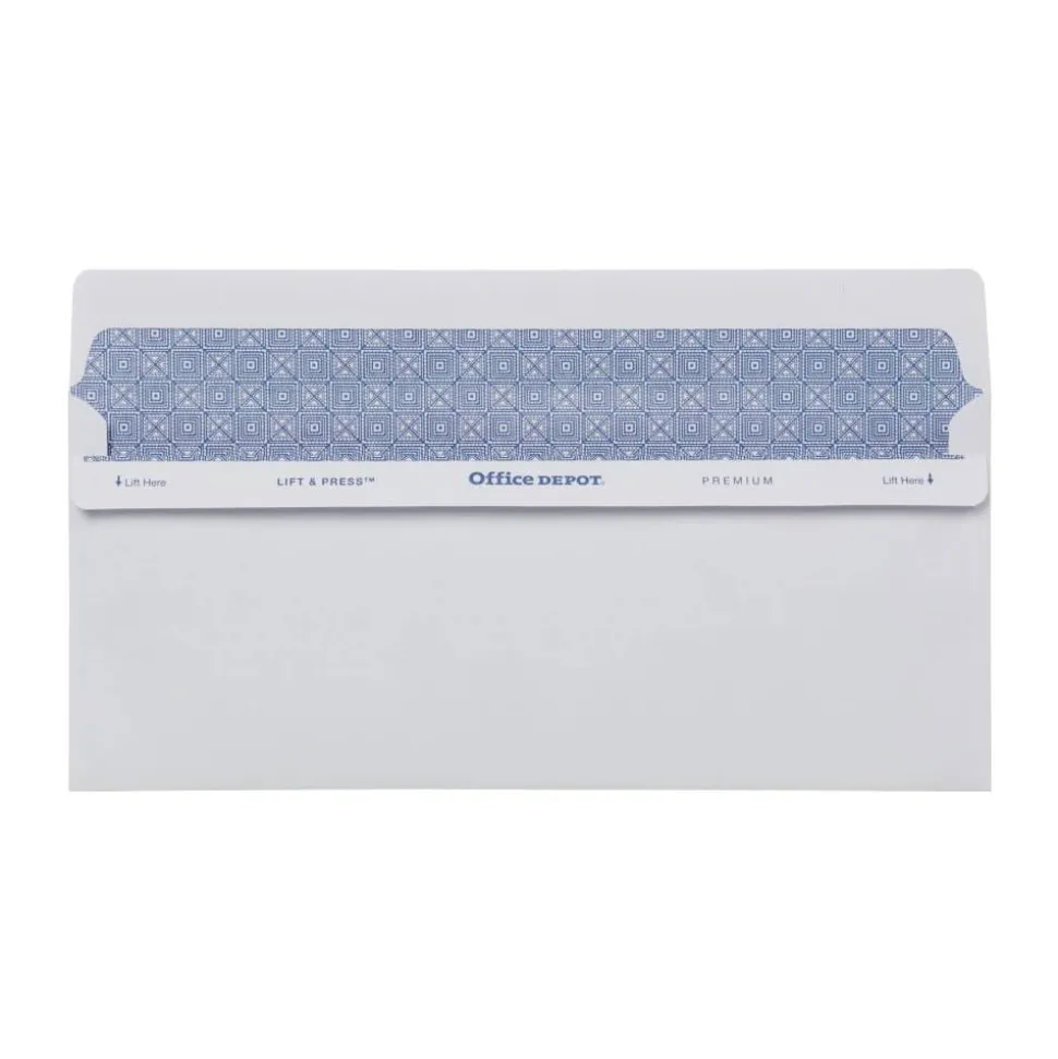 #10 Lift & Press Premium Security Envelopes, Self Seal, 100% Recycled, White, Box Of 500