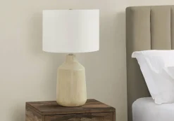 Lighting, 24"H, Table Lamp, Beige Concrete, Ivory / Cream Shade, Contemporary