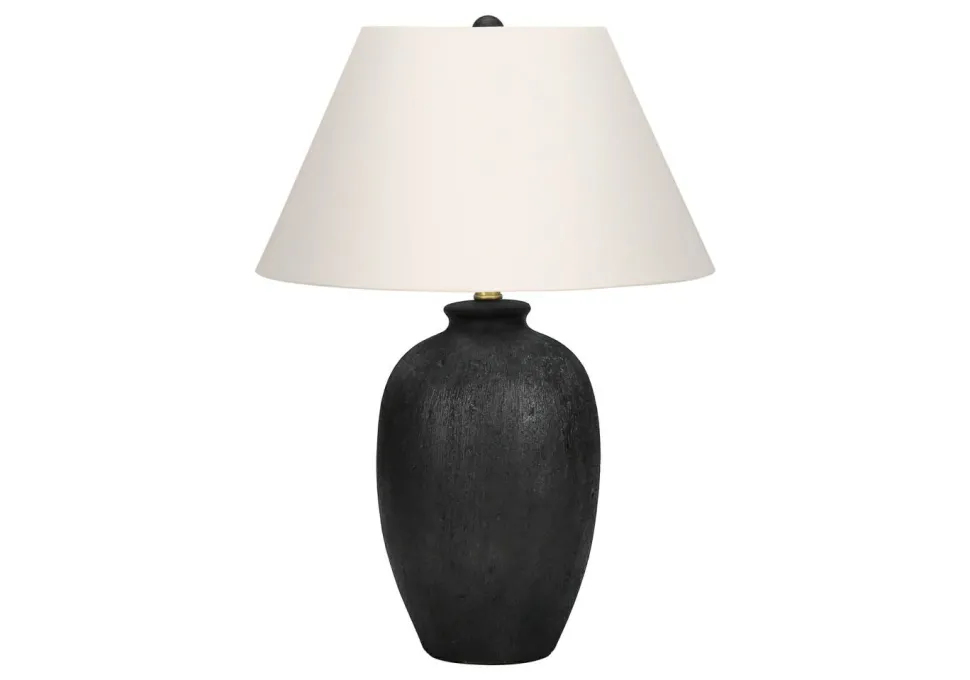 Lighting, 24"H, Table Lamp, Black Ceramic, Ivory / Cream Shade, Modern