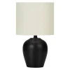 Lighting, 17"H, Table Lamp, Black Ceramic, Ivory / Cream Shade, Transitional