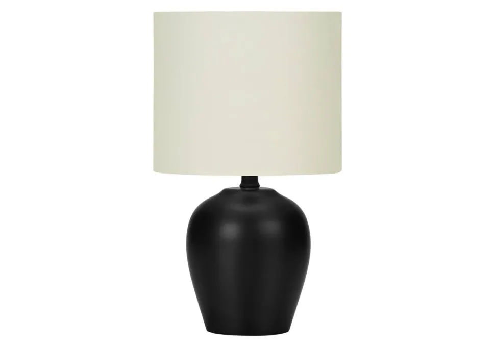 Lighting, 17"H, Table Lamp, Black Ceramic, Ivory / Cream Shade, Transitional