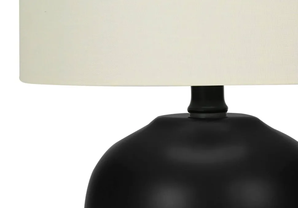 Lighting, 17"H, Table Lamp, Black Ceramic, Ivory / Cream Shade, Transitional