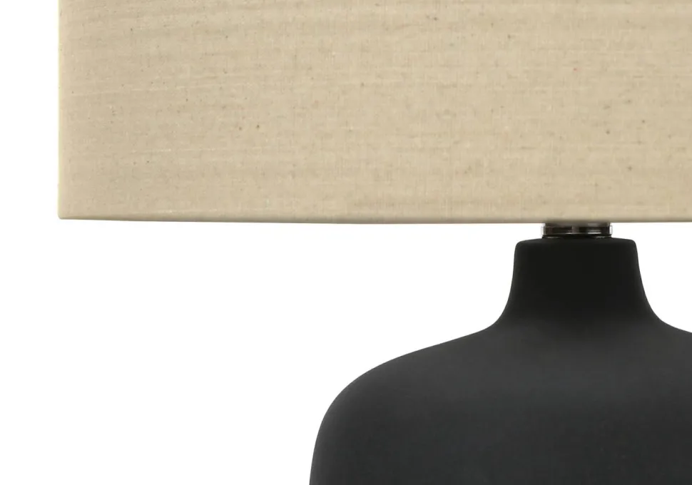 Lighting, 24"H, Table Lamp, Black Ceramic, Beige Shade, Contemporary