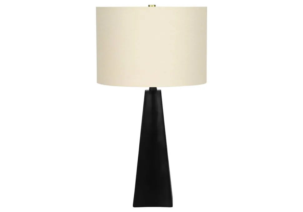 Lighting, 27"H, Table Lamp, Black Resin, Beige Shade, Modern