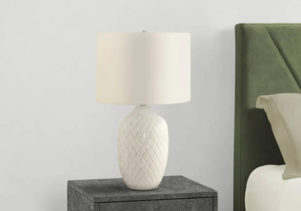 Lighting, 25"H, Table Lamp, Cream Ceramic, Ivory / Cream Shade, Transitional