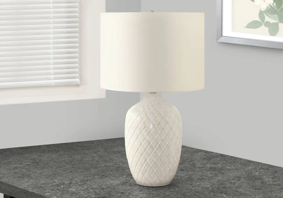 Lighting, 25"H, Table Lamp, Cream Ceramic, Ivory / Cream Shade, Transitional