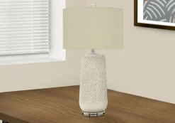 Lighting, 31"H, Table Lamp, Cream Ceramic, Beige Shade, Contemporary