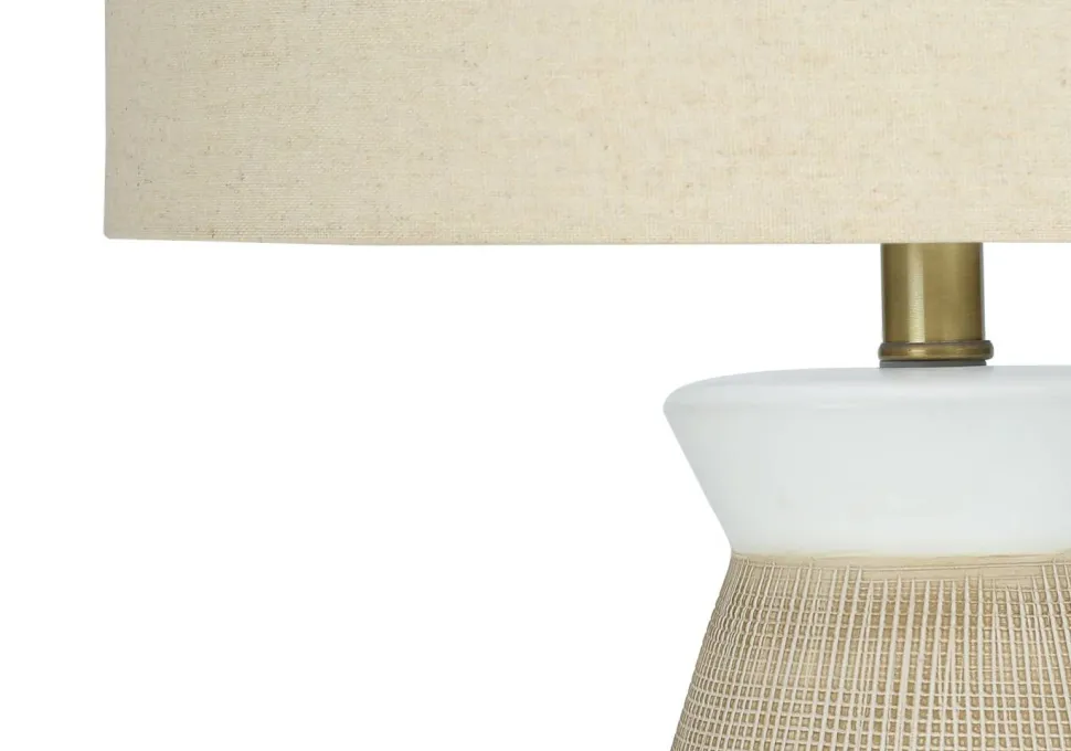Lighting, 27"H, Table Lamp, Cream Ceramic, Beige Shade, Contemporary