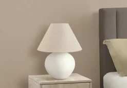Lighting, 16"H, Table Lamp, Cream Shade, Cream Ceramic, Contemporary