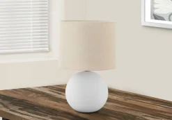 Lighting, 16"H, Table Lamp, Cream Shade, Cream Ceramic, Contemporary