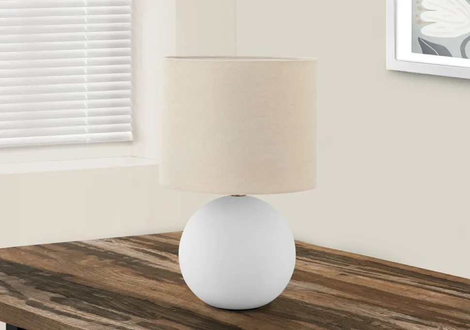 Lighting, 16"H, Table Lamp, Cream Shade, Cream Ceramic, Contemporary