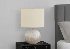 Lighting, 20"H, Table Lamp, Grey Concrete, Ivory / Cream Shade, Contemporary
