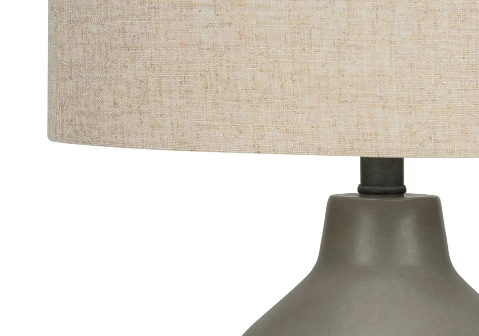 Lighting, 24"H, Table Lamp, Grey Concrete, Beige Shade, Contemporary