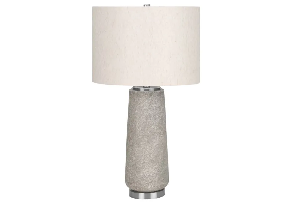 Lighting, 29"H, Table Lamp, Grey Resin, Ivory / Cream Shade, Modern