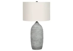 Lighting, 27"H, Table Lamp, Grey Resin, Ivory / Cream Shade, Modern