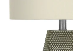 Lighting, 24"H, Table Lamp, Grey Resin, Ivory / Cream Shade, Contemporary