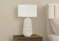 Lighting, 33"H, Table Lamp, Ivory / Cream Shade, Cream Ceramic, Contemporary