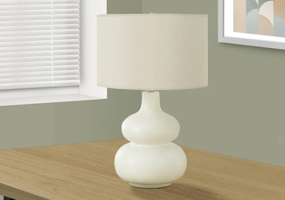 Lighting, 25"H, Table Lamp, Ivory / Cream Shade, Cream Ceramic, Contemporary