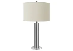 Lighting, 28"H, Table Lamp, Nickel Metal, Ivory / Cream Shade, Contemporary