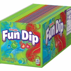 Lik-m-aid Fun Dip Candy, Assorted Flavors, 0.43 oz Pouch, 48/Box, 2 Boxes/Carton
