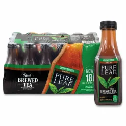 Lipton Pure Leaf Unsweetened Iced Black Tea, 16.9 oz Bottle, 18/Carton