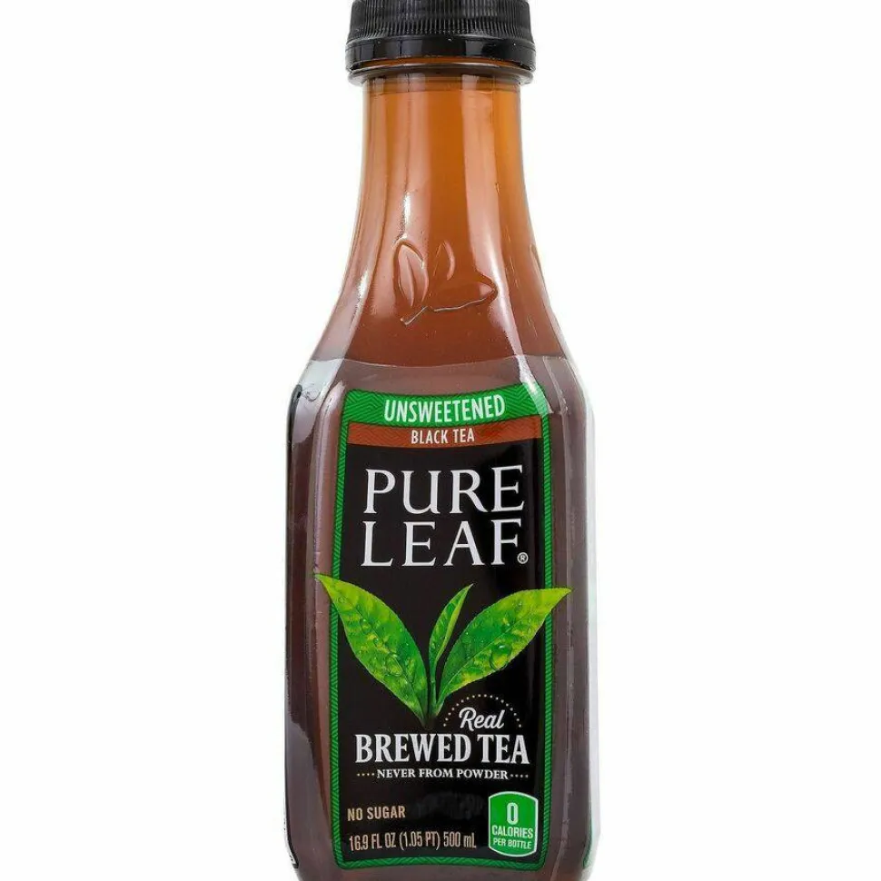 Lipton Pure Leaf Unsweetened Iced Black Tea, 16.9 oz Bottle, 18/Carton