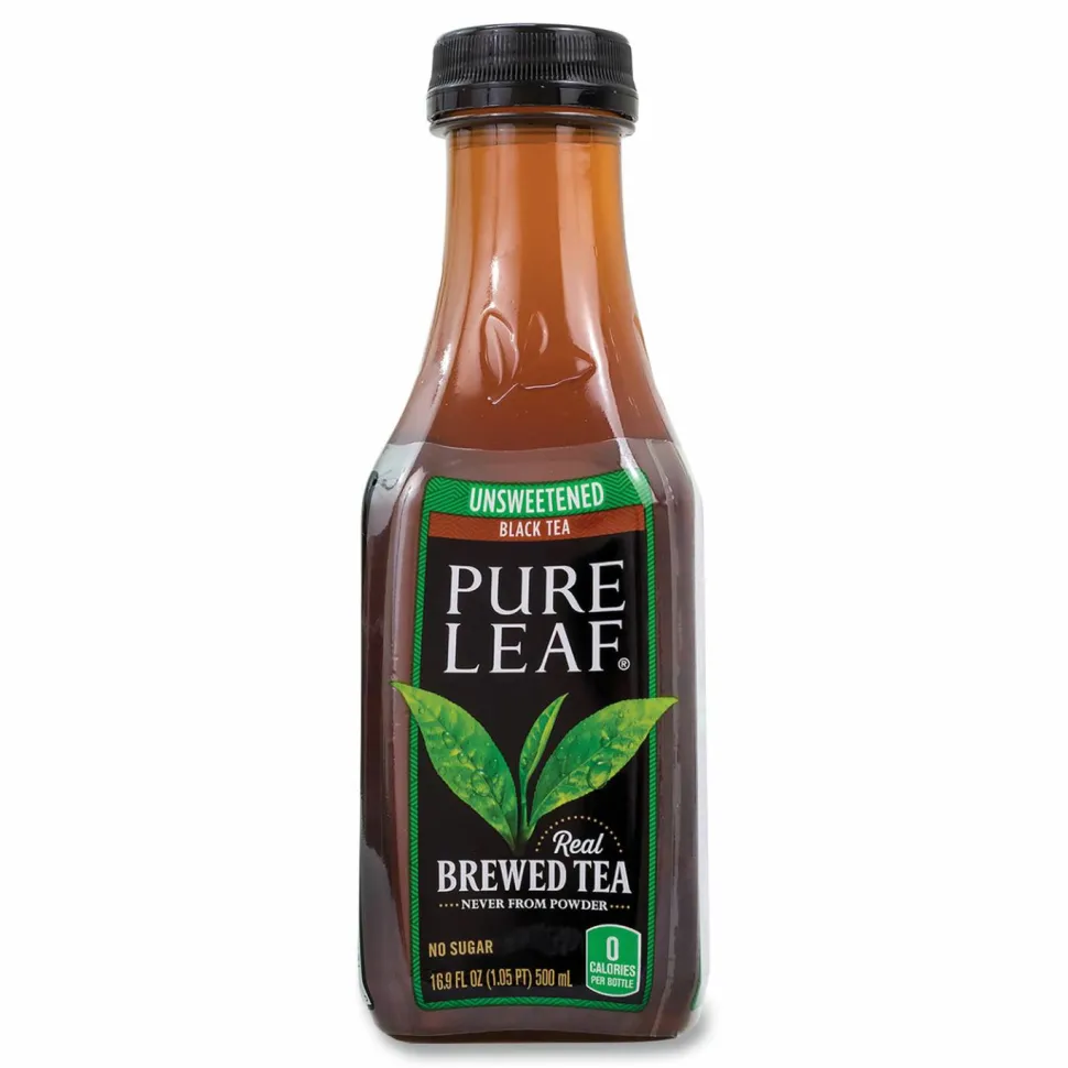 Lipton Pure Leaf Unsweetened Iced Black Tea, 16.9 oz Bottle, 18/Carton