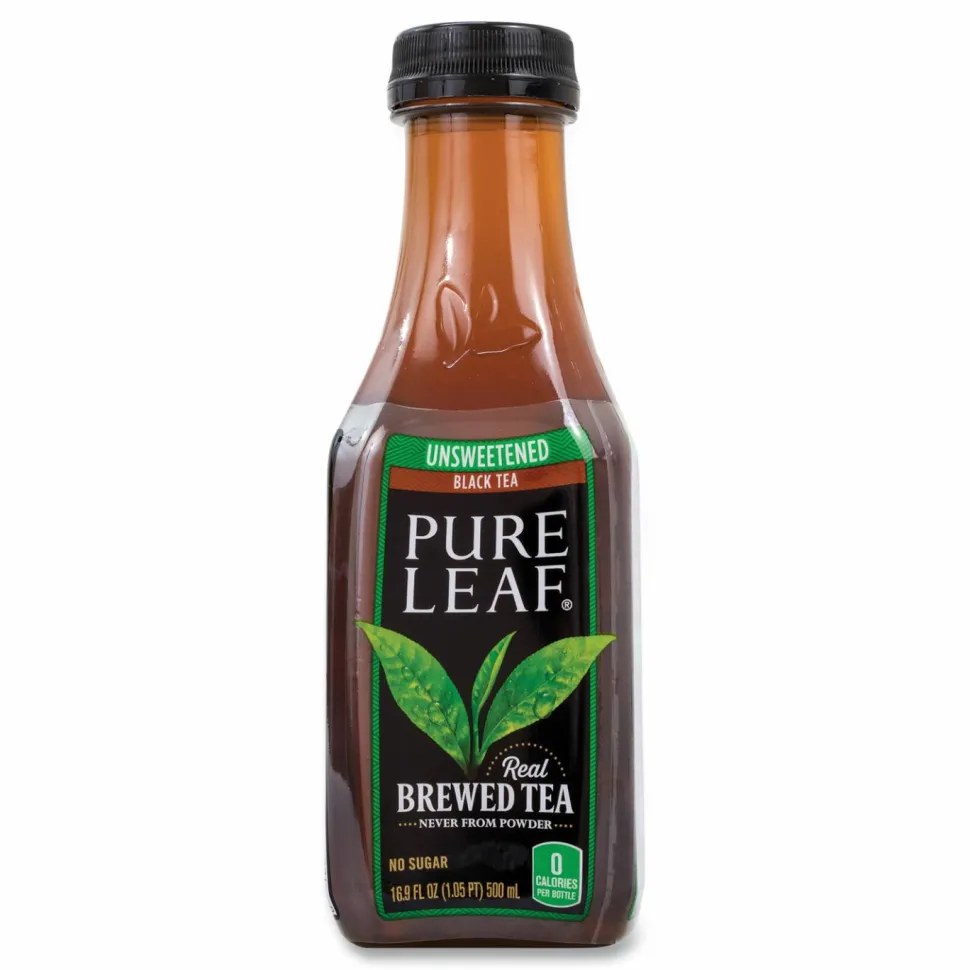 Lipton Pure Leaf Unsweetened Iced Black Tea, 16.9 oz Bottle, 18/Carton