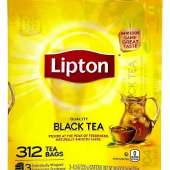 Lipton Tea Bags, Black, 0.07 oz Bags, 312 Bags/Carton